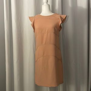 Ann Taylor Pale Peach Ruffle Cap Sleeve Dress (Size 2)